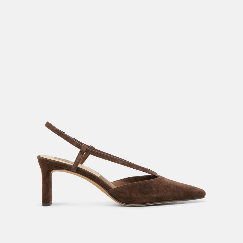 Dolce Vita Brown Suede T-Strap Slingback Heel
